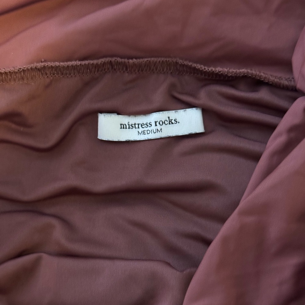 Mistress Rocks Rusted brown Off-the-Shoulder Ruched Blouse - Picture 3 of 5